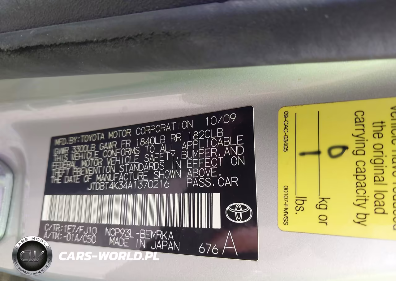2010 Toyota Yaris VIN:JTDBT4K34A1370216 - 9