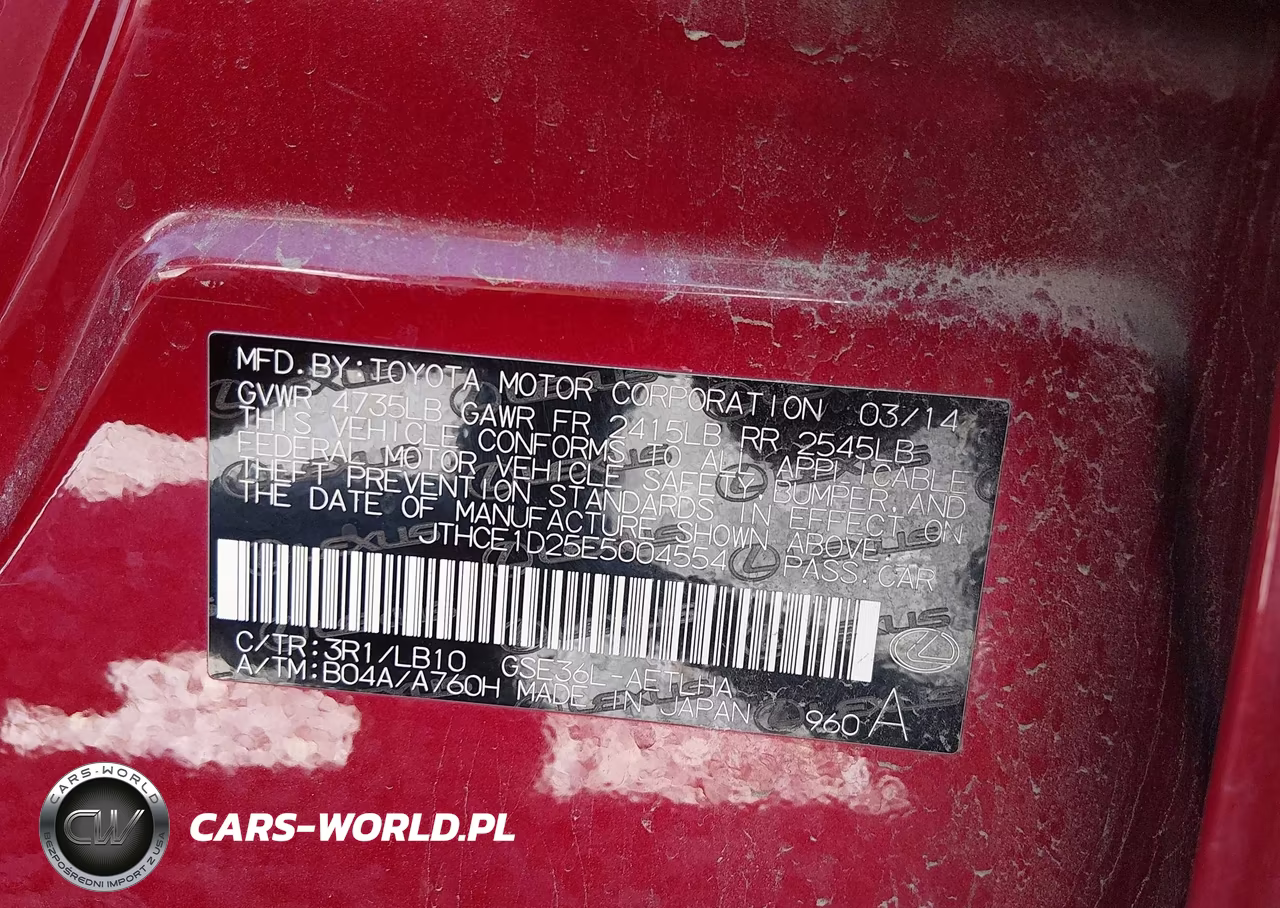 2014 Lexus Is 350 VIN:JTHCE1D25E5004554 - 9