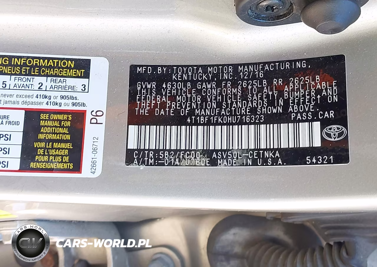 2017 Toyota Camry Le VIN:4T1BF1FK0HU716323 - 9