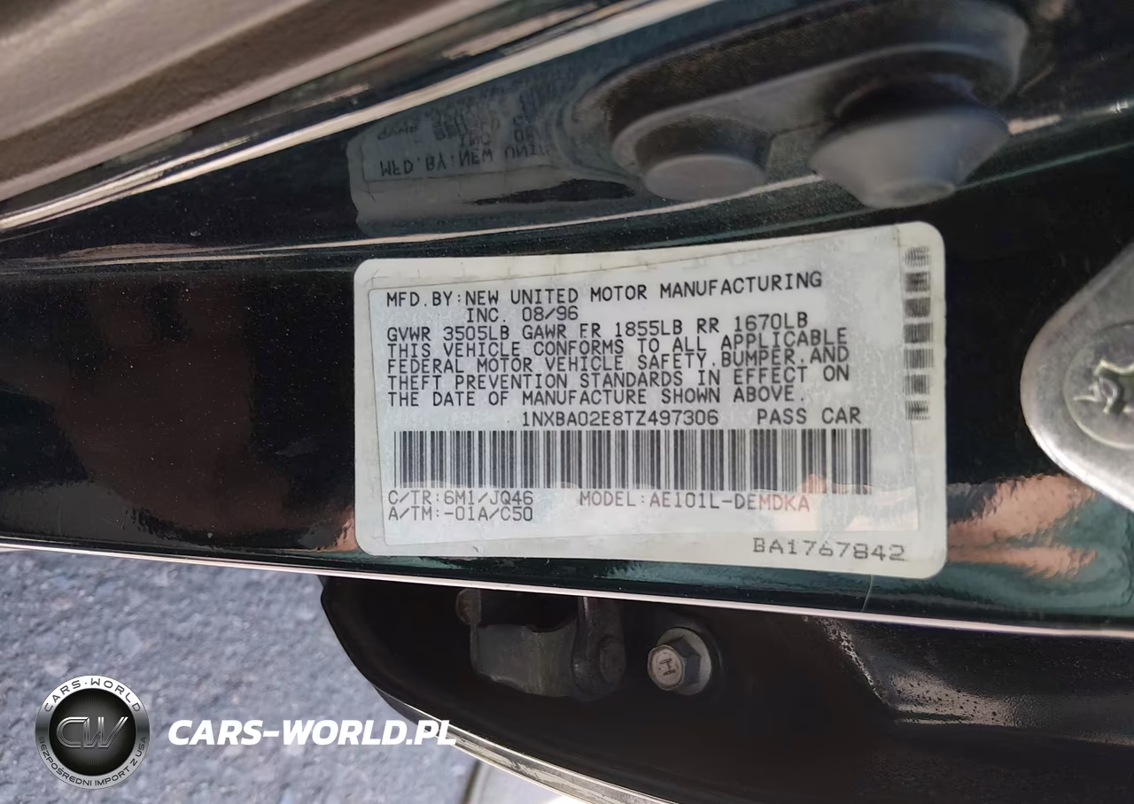 1996 Toyota Corolla VIN:1NXBA02E8TZ497306 - 9