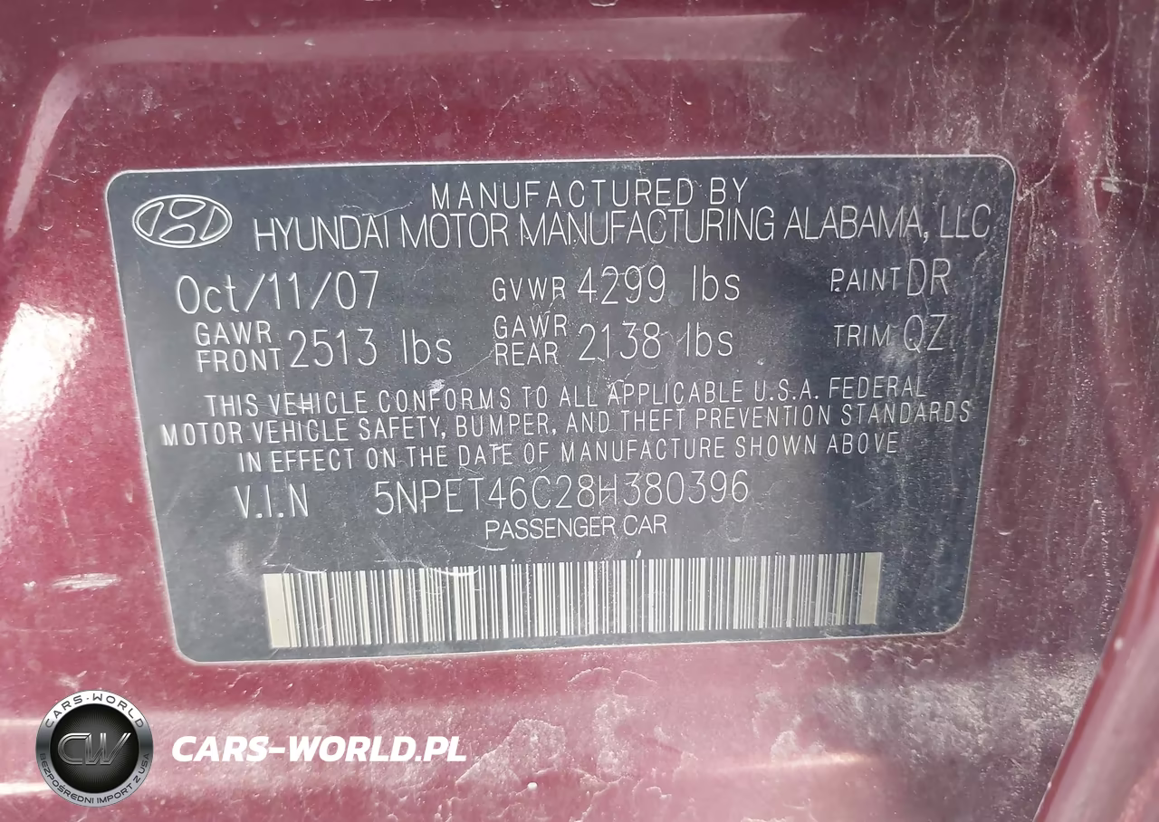 2008 Hyundai Sonata Gls VIN:5NPET46C28H380396 - 9