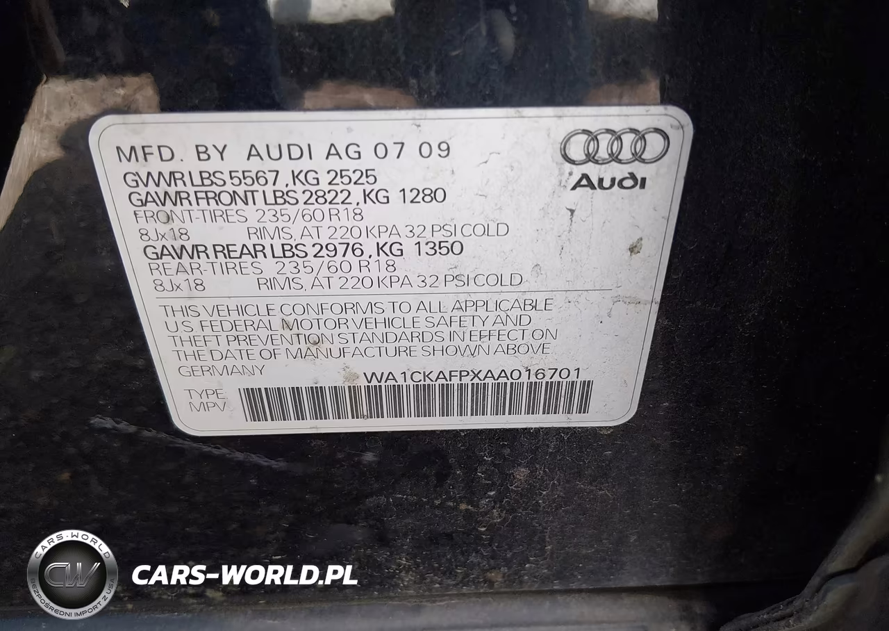 2010 Audi Q5 3.2 Premium VIN:WA1CKAFPXAA016701 - 9