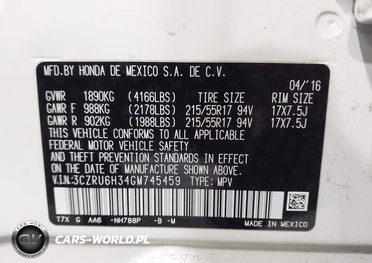 2016 Honda Hr-V Lx VIN:3CZRU6H34GM745459 - 9