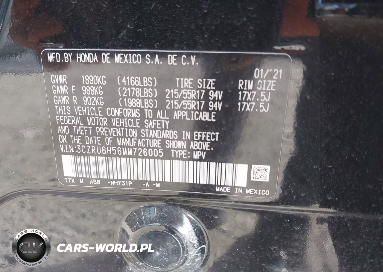 2021 Honda Hr-V Awd Ex VIN:3CZRU6H56MM726005 - 9