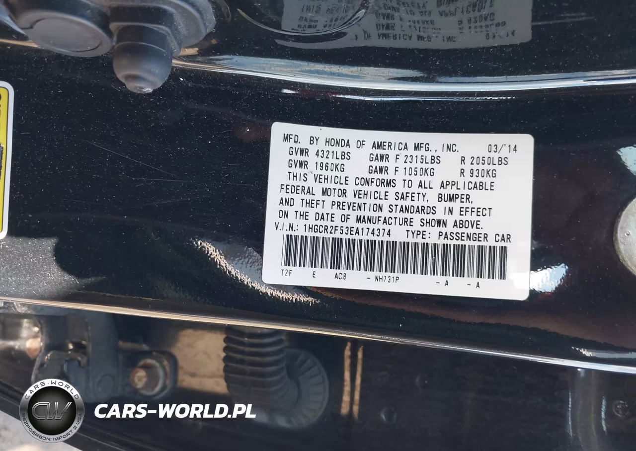 2014 Honda Accord Sport VIN:1HGCR2F53EA174374 - 9