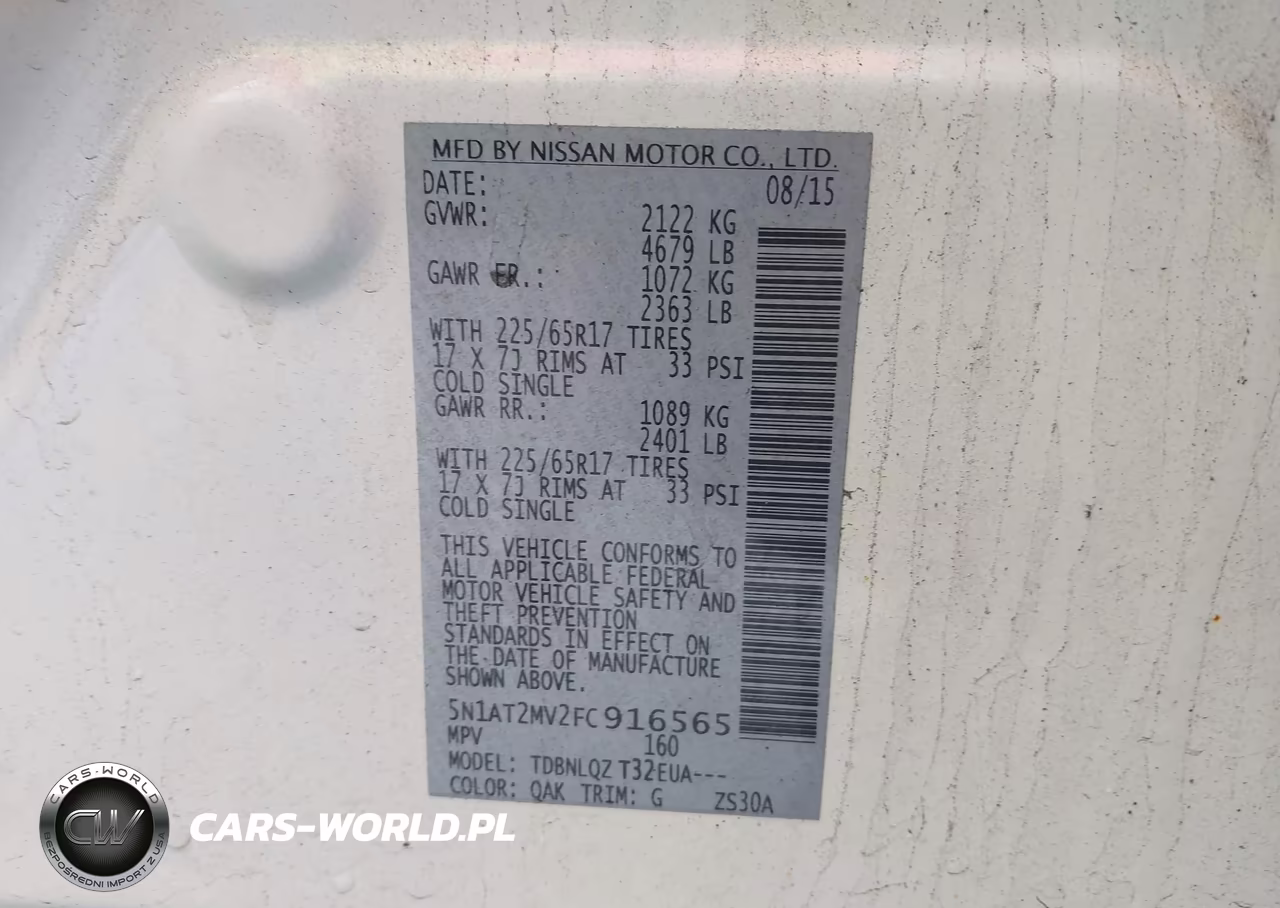 2015 Nissan Rogue Sv VIN:5N1AT2MV2FC916565 - 9