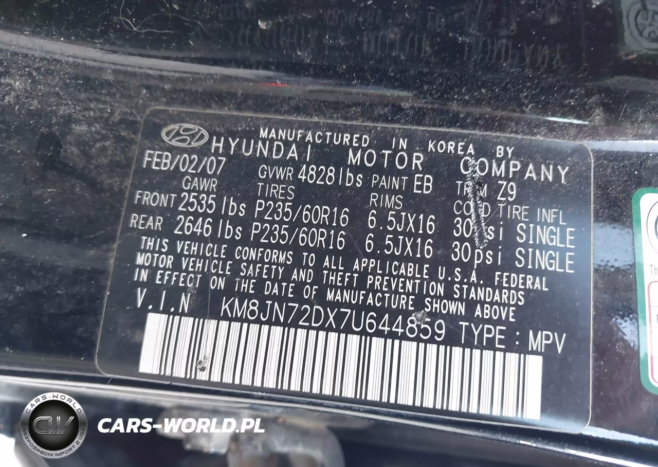 2007 Hyundai Tucson Limited-Se VIN:KM8JN72DX7U644859 - 9