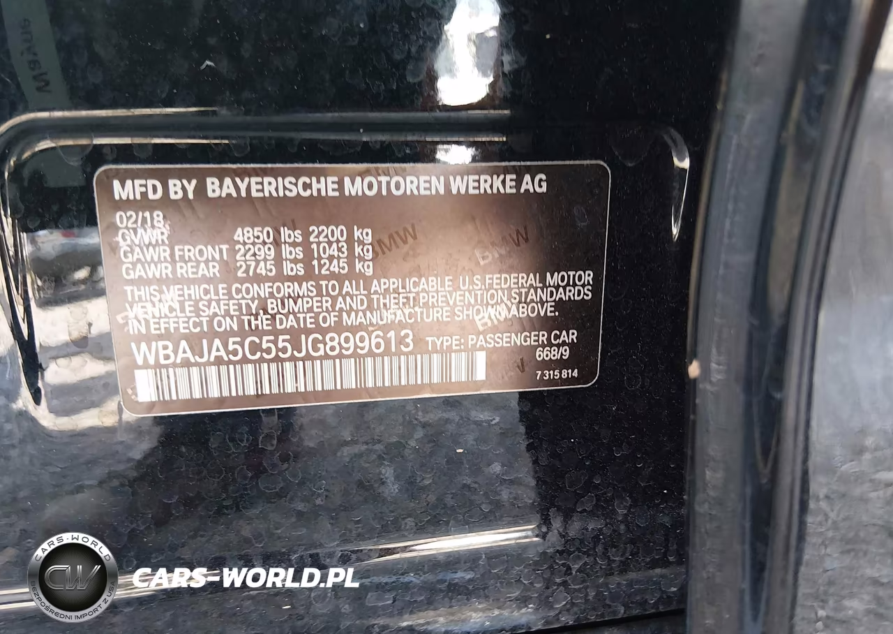 2018 BMW 530I VIN:WBAJA5C55JG899613 - 9