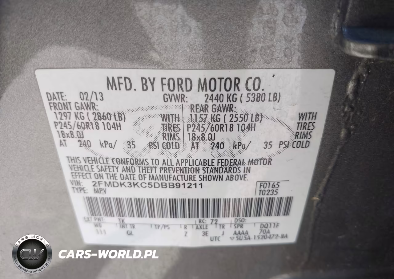 2013 Ford Edge Limited VIN:2FMDK3KC5DBB91211 - 9