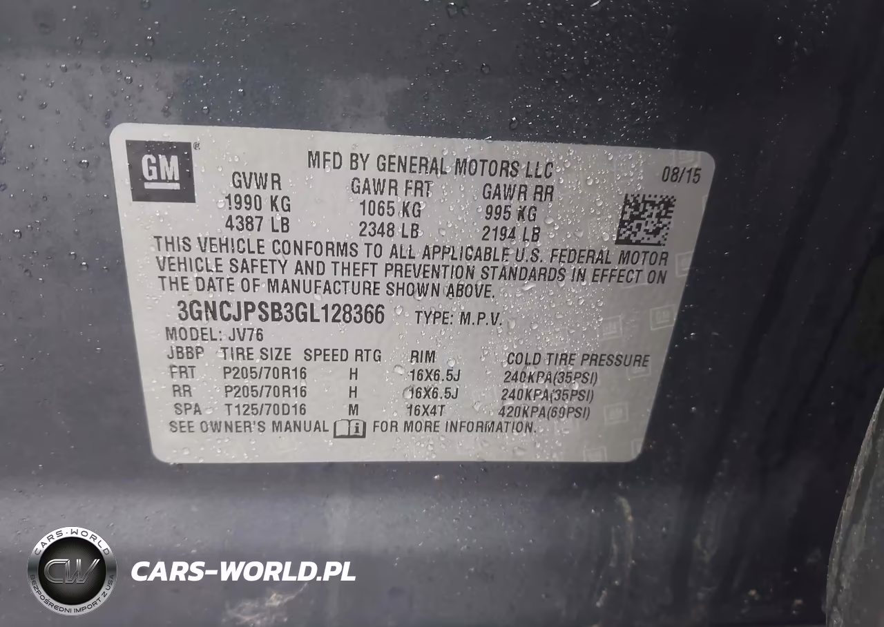 2016 Chevrolet Trax Lt VIN:3GNCJPSB3GL128366 - 9