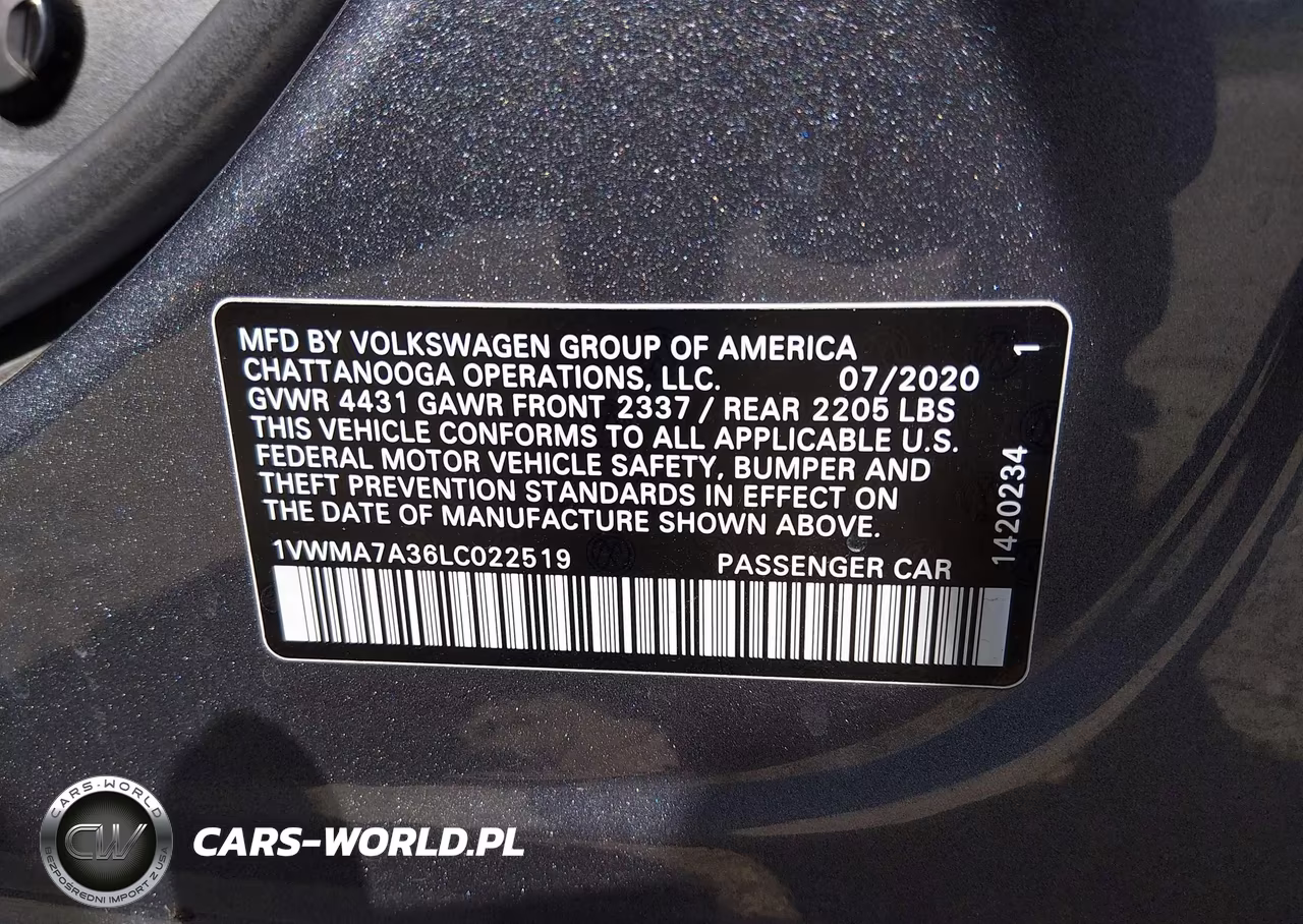 2020 Volkswagen Passat 2.0T R-Line VIN:1VWMA7A36LC022519 - 9