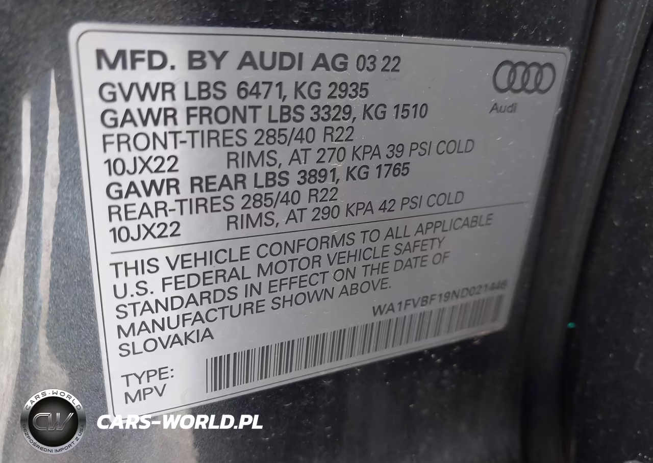 2022 Audi Q8 Prestige 55 Tfsi Quattro Tiptronic VIN:WA1FVBF19ND021446 - 9