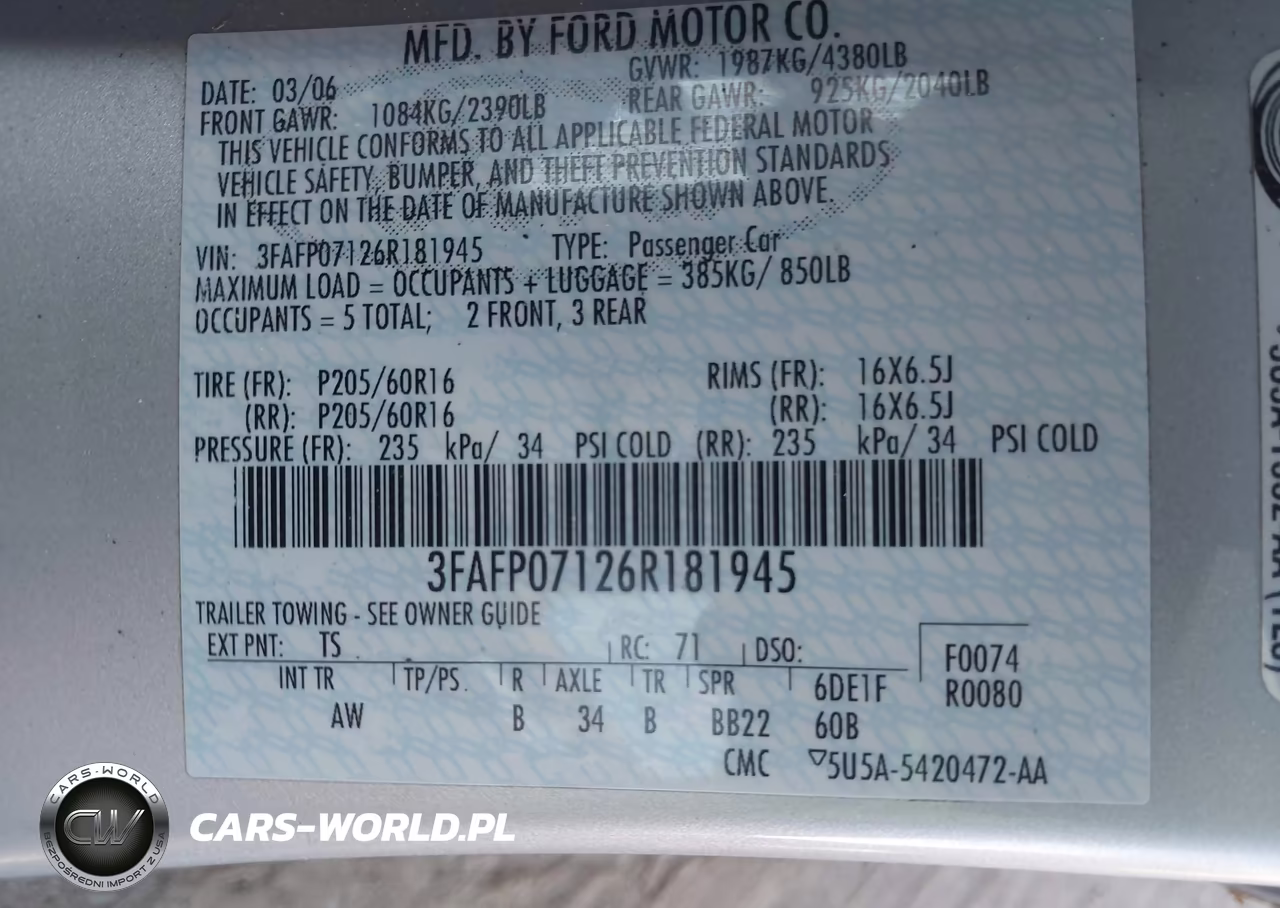 2006 Ford Fusion Se VIN:3FAFP07126R181945 - 9