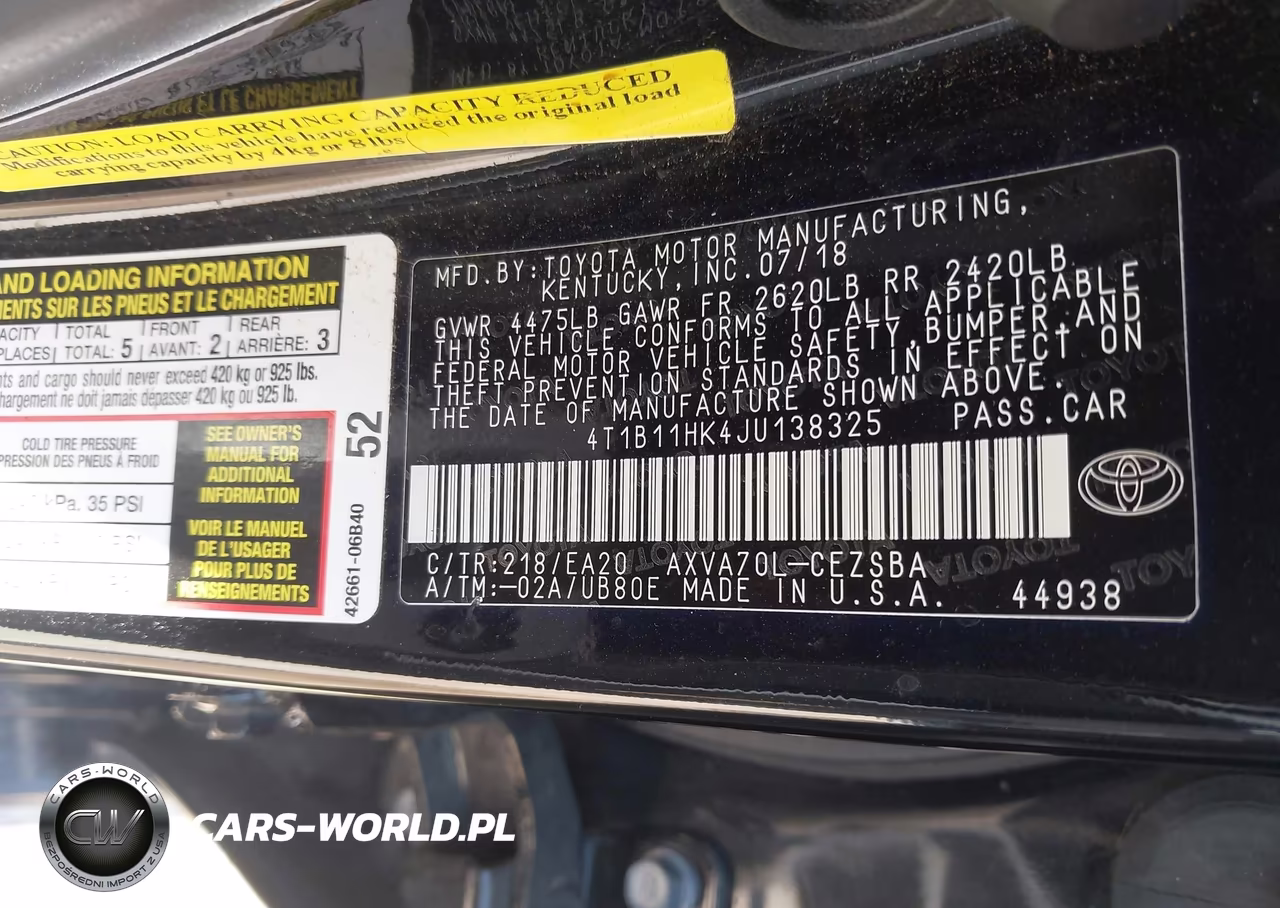 2018 Toyota Camry Se VIN:4T1B11HK4JU138325 - 9