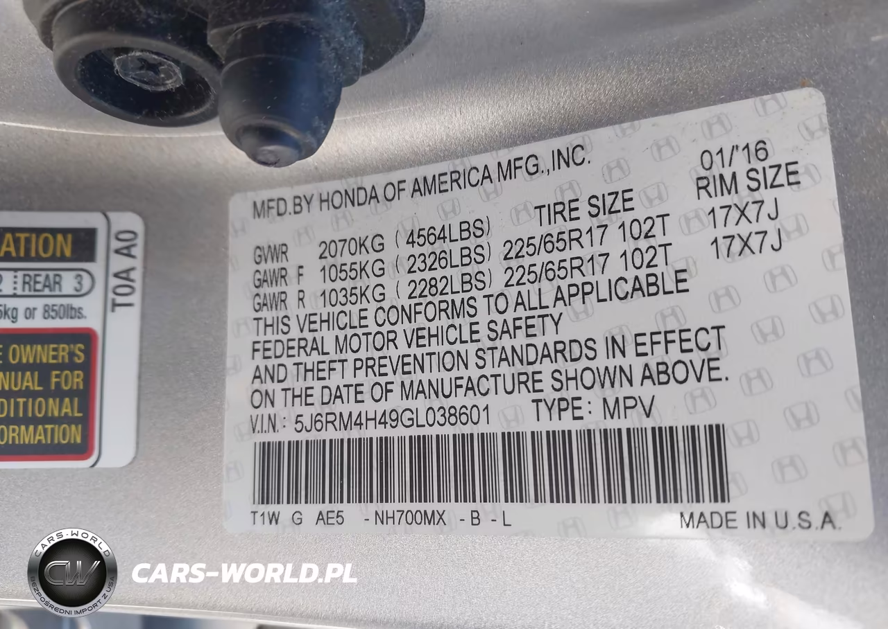 2016 Honda Cr-V Se VIN:5J6RM4H49GL038601 - 9