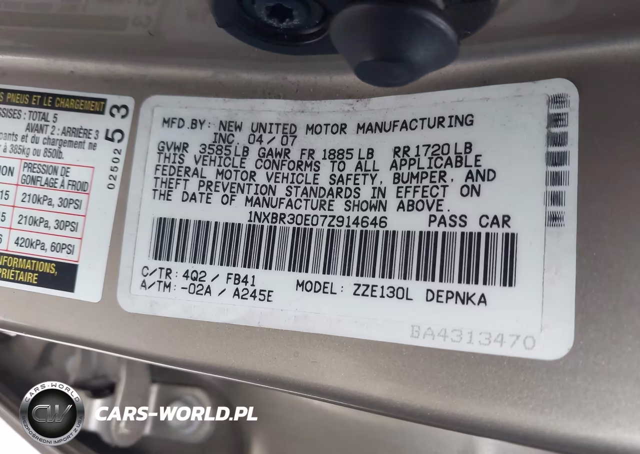 2007 Toyota Corolla Le VIN:1NXBR30E07Z914646 - 9