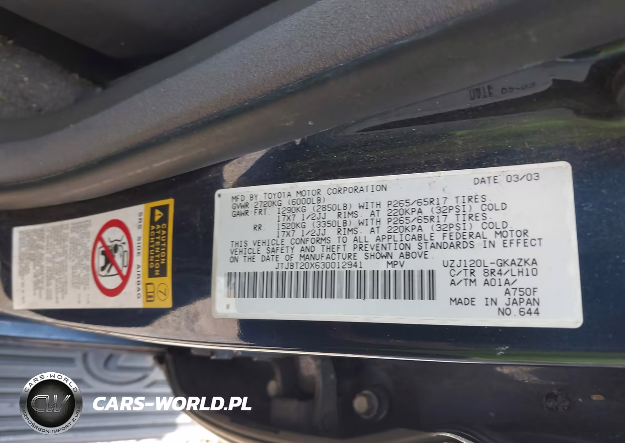 2003 Lexus Gx 470 VIN:JTJBT20X630012941 - 9