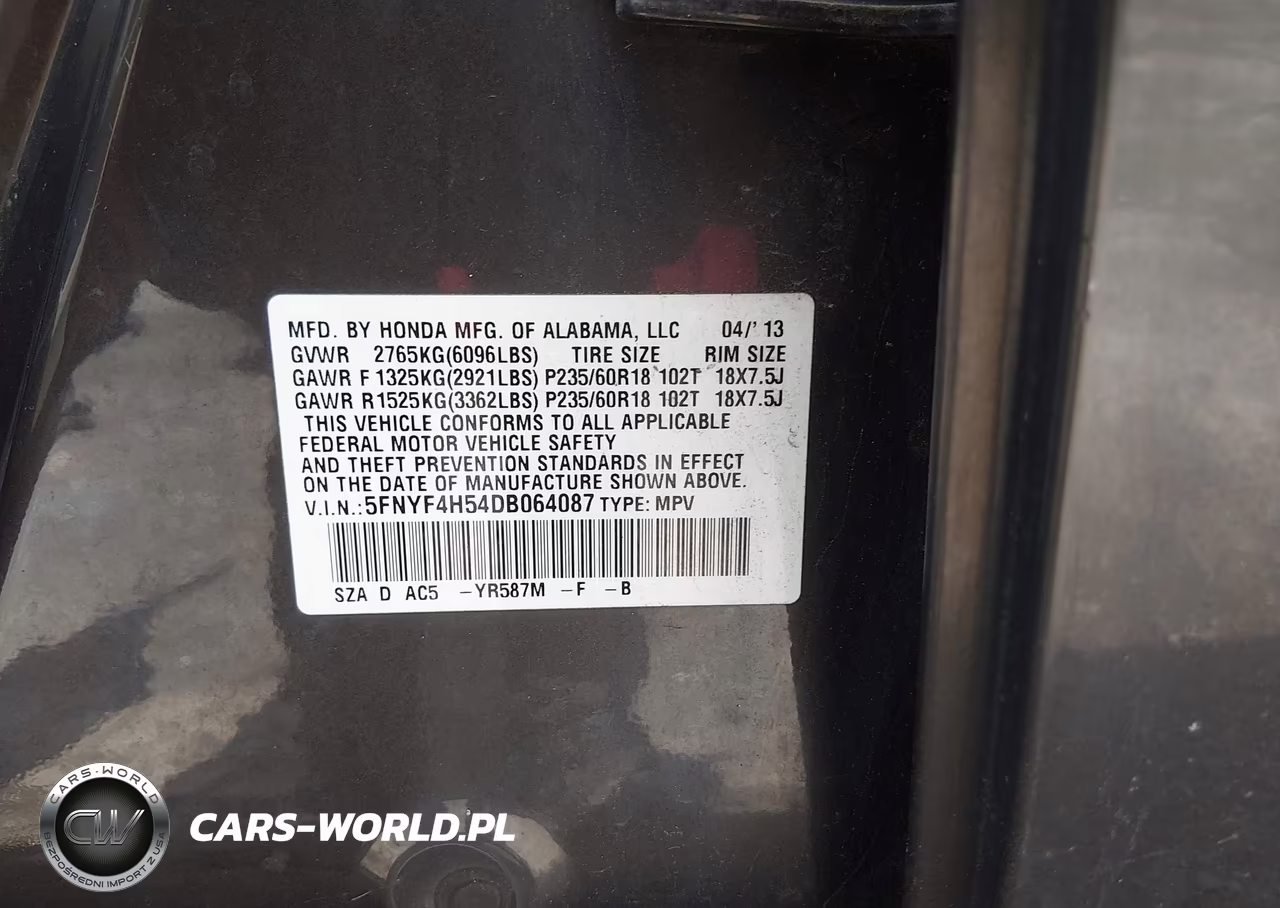 2013 Honda Pilot Ex-L VIN:5FNYF4H54DB064087 - 9