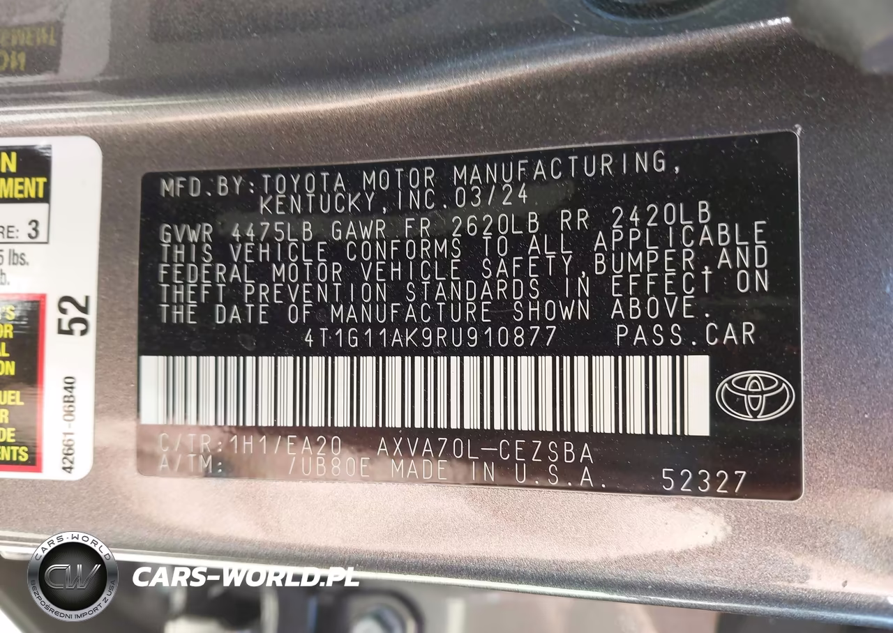 2024 Toyota Camry Se VIN:4T1G11AK9RU910877 - 9