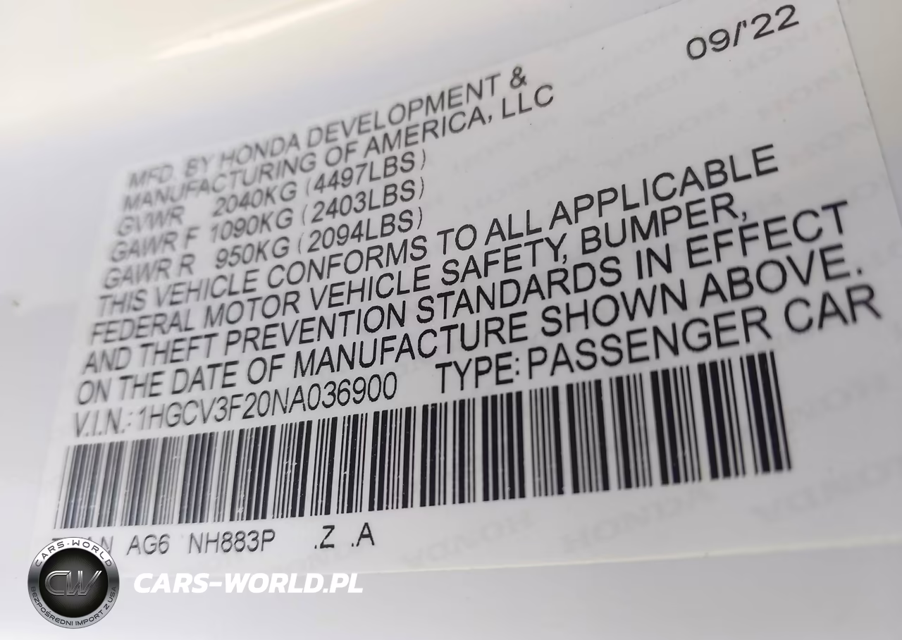 2022 Honda Accord Hybrid Sport VIN:1HGCV3F20NA036900 - 9