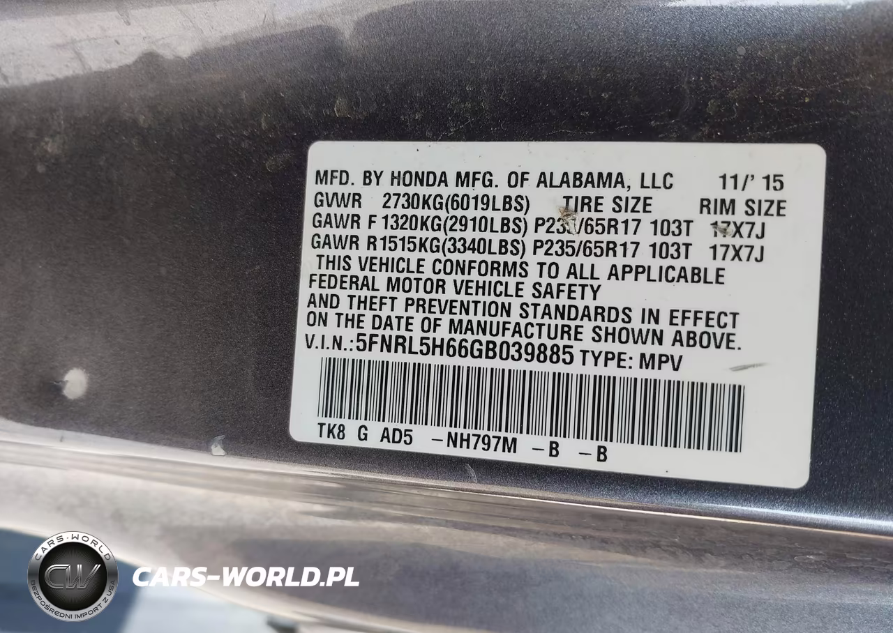 2016 Honda Odyssey Ex-L VIN:5FNRL5H66GB039885 - 9