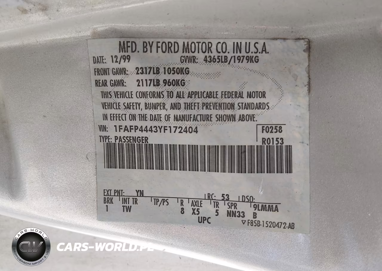 2000 Ford Mustang VIN:1FAFP4443YF172404 - 9