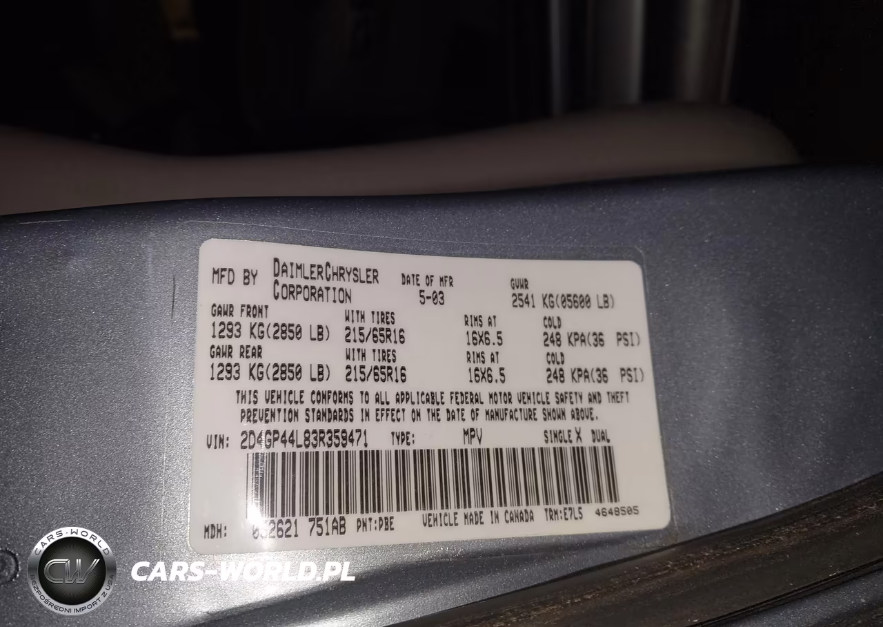 2003 Dodge Grand Caravan Sport VIN:2D4GP44L83R359471 - 9