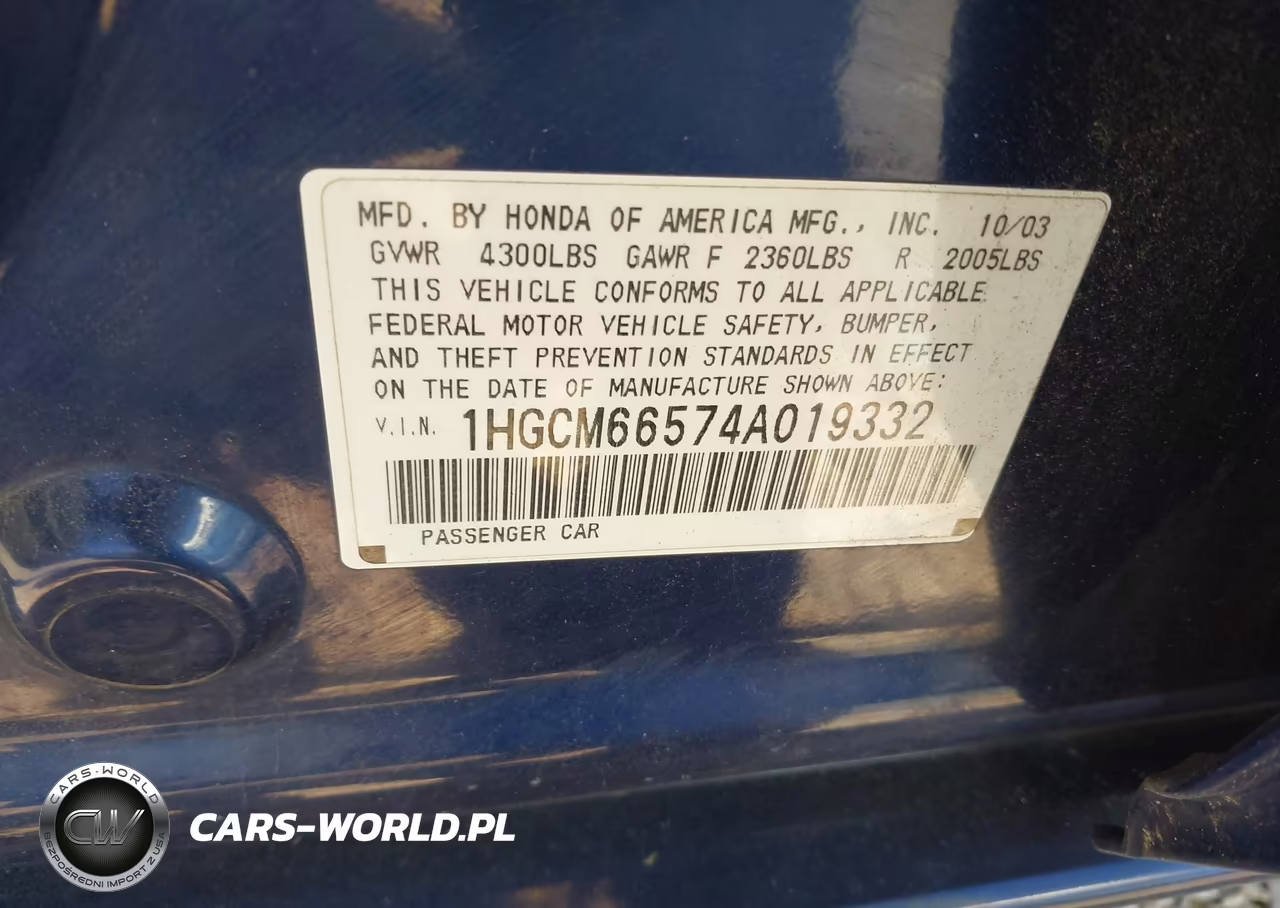 2004 Honda Accord 3.0 Ex VIN:1HGCM66574A019332 - 9