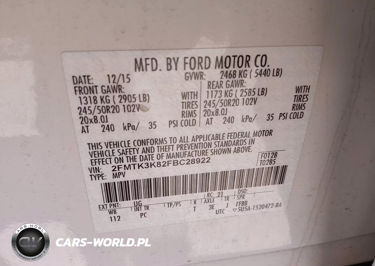 2015 Ford Edge Titanium VIN:2FMTK3K82FBC28922 - 9
