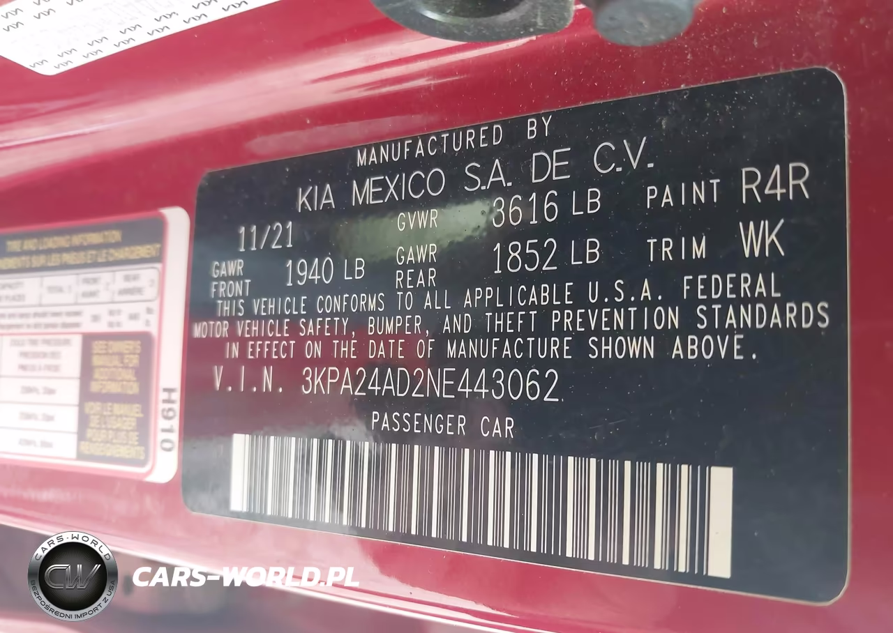 2022 Kia Rio S VIN:3KPA24AD2NE443062 - 9