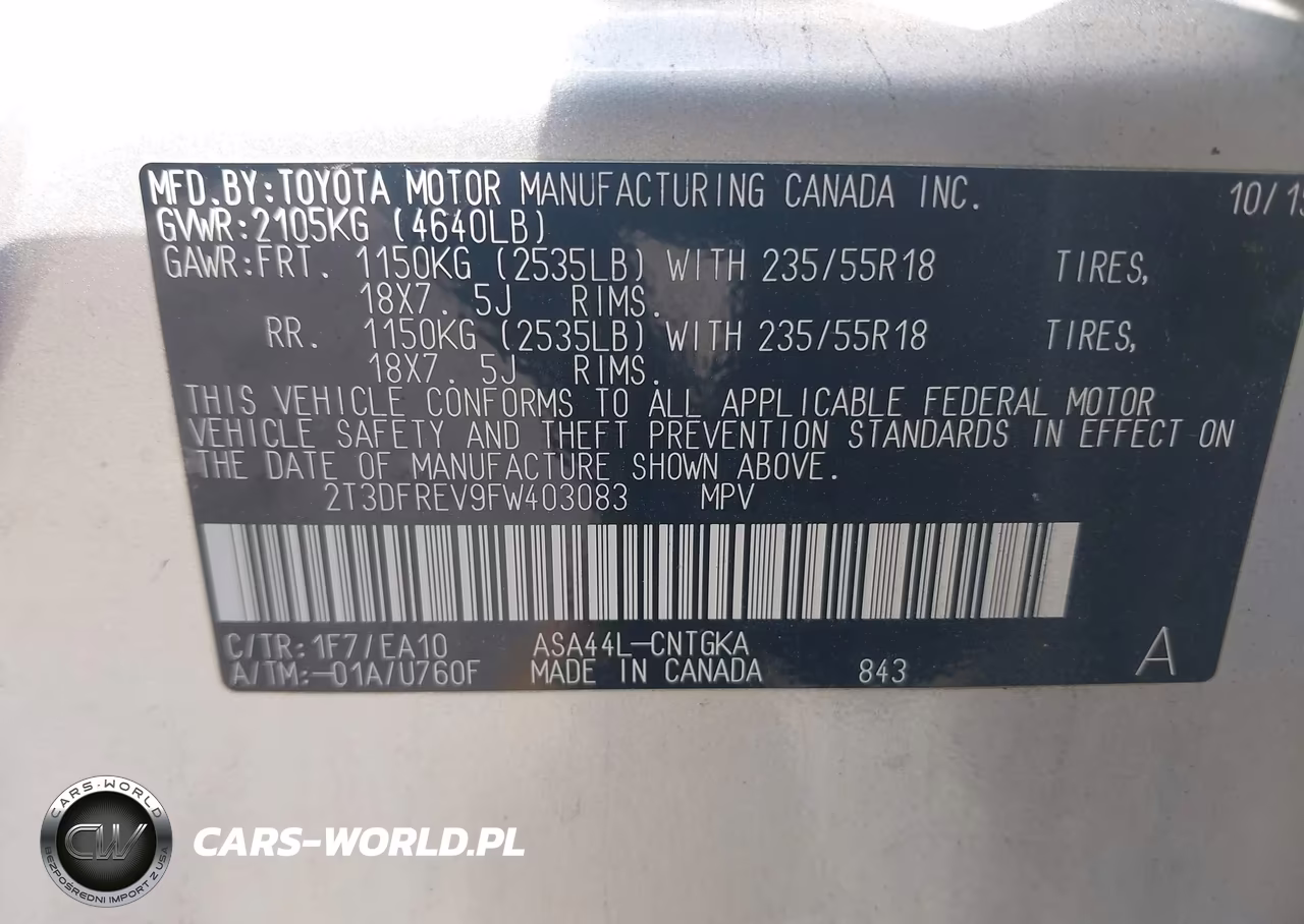 2015 Toyota Rav4 Limited VIN:2T3DFREV9FW403083 - 9