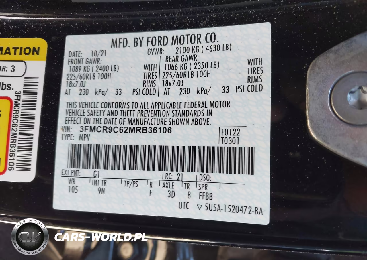 2021 Ford Bronco Sport Outer Banks VIN:3FMCR9C62MRB36106 - 9