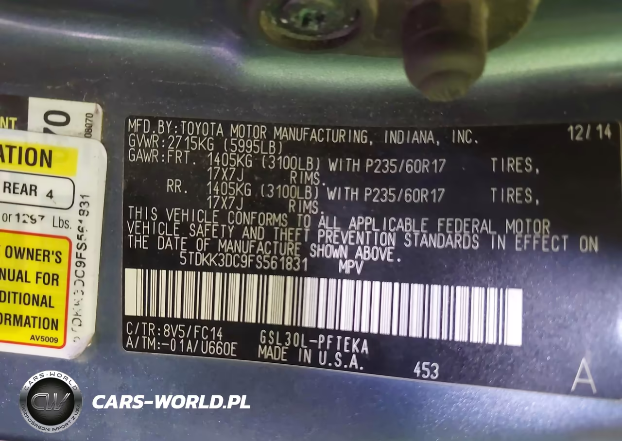 2015 Toyota Sienna Le 7 Passenger VIN:5TDKK3DC9FS561831 - 9