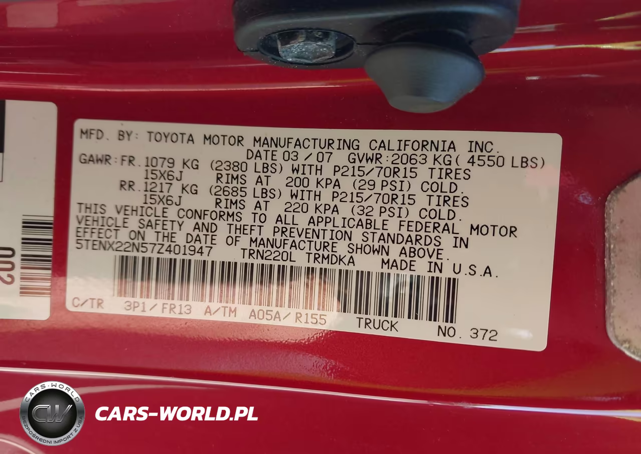 2007 Toyota Tacoma VIN:5TENX22N57Z401947 - 9
