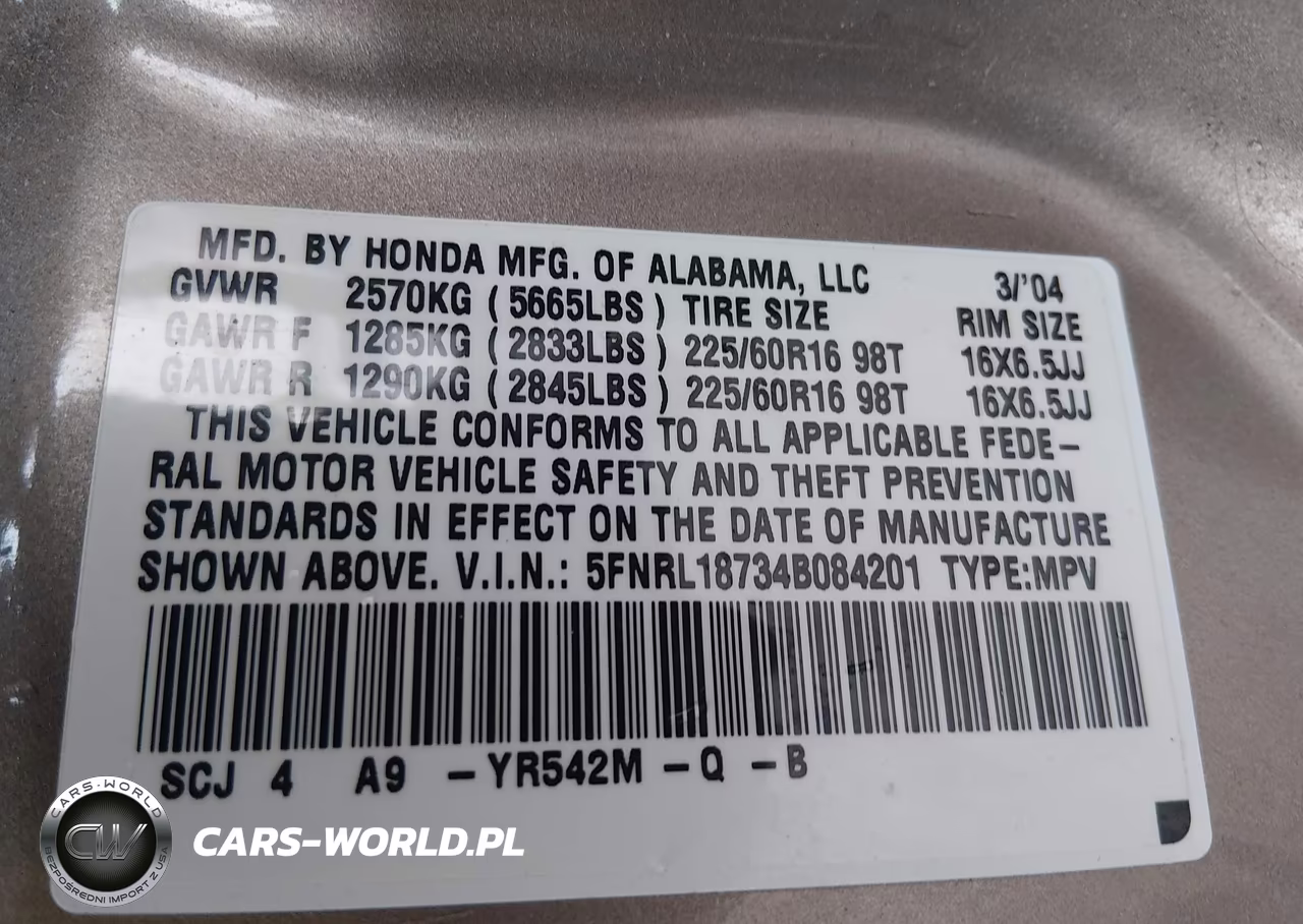 2004 Honda Odyssey Ex-L VIN:5FNRL18734B084201 - 9