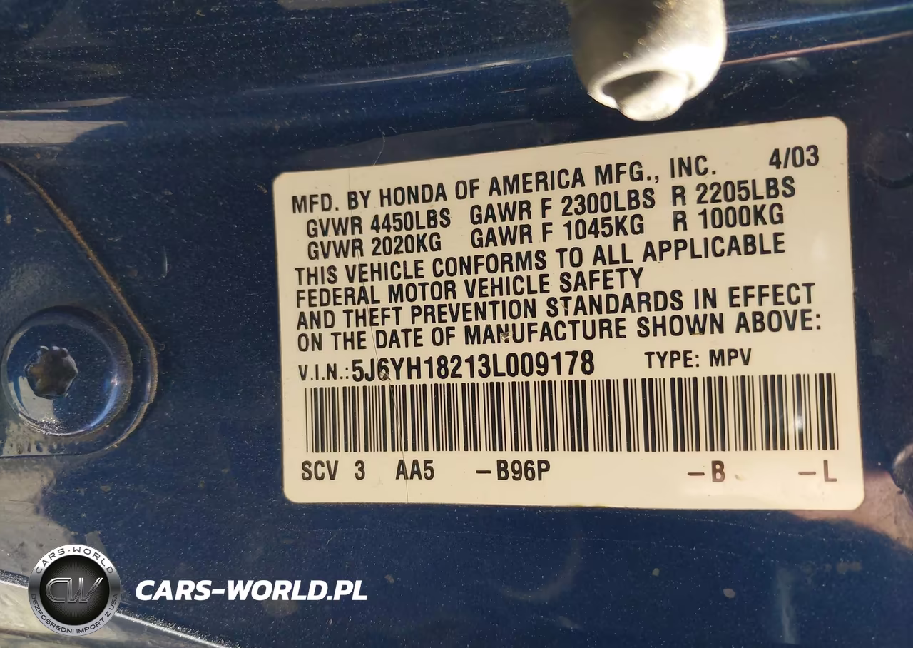 2003 Honda Element Dx VIN:5J6YH18213L009178 - 9