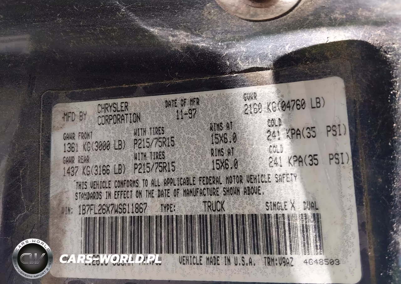 1998 Dodge Dakota Slt-Sport VIN:1B7FL26X7WS611867 - 9