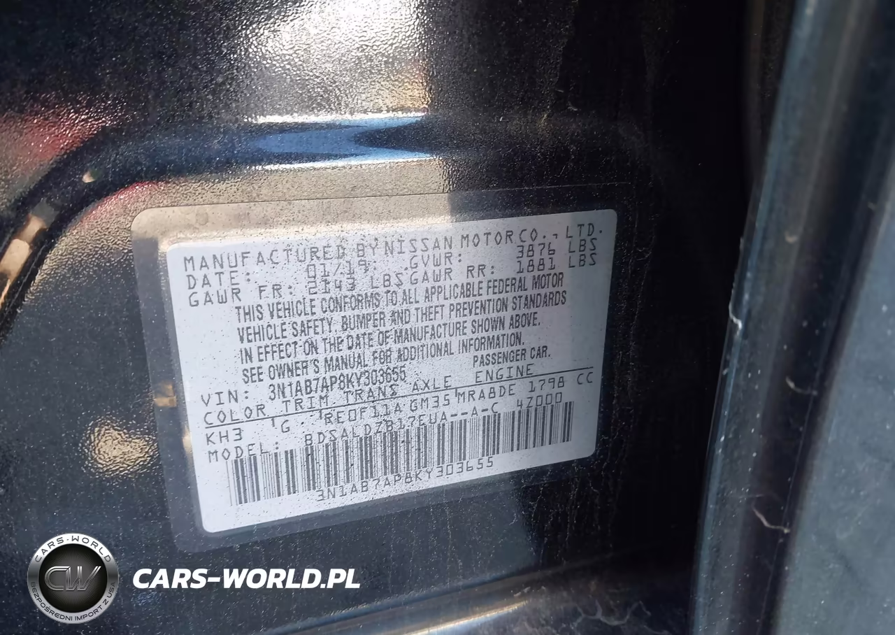 2019 Nissan Sentra Sv VIN:3N1AB7AP8KY303655 - 9