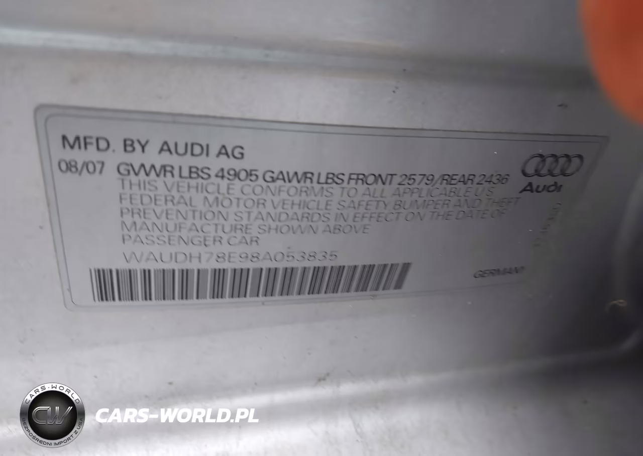 2008 Audi A4 3.2 VIN:WAUDH78E98A053835 - 9