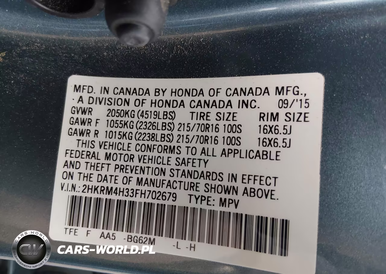 2015 Honda Cr-V Lx VIN:2HKRM4H33FH702679 - 9