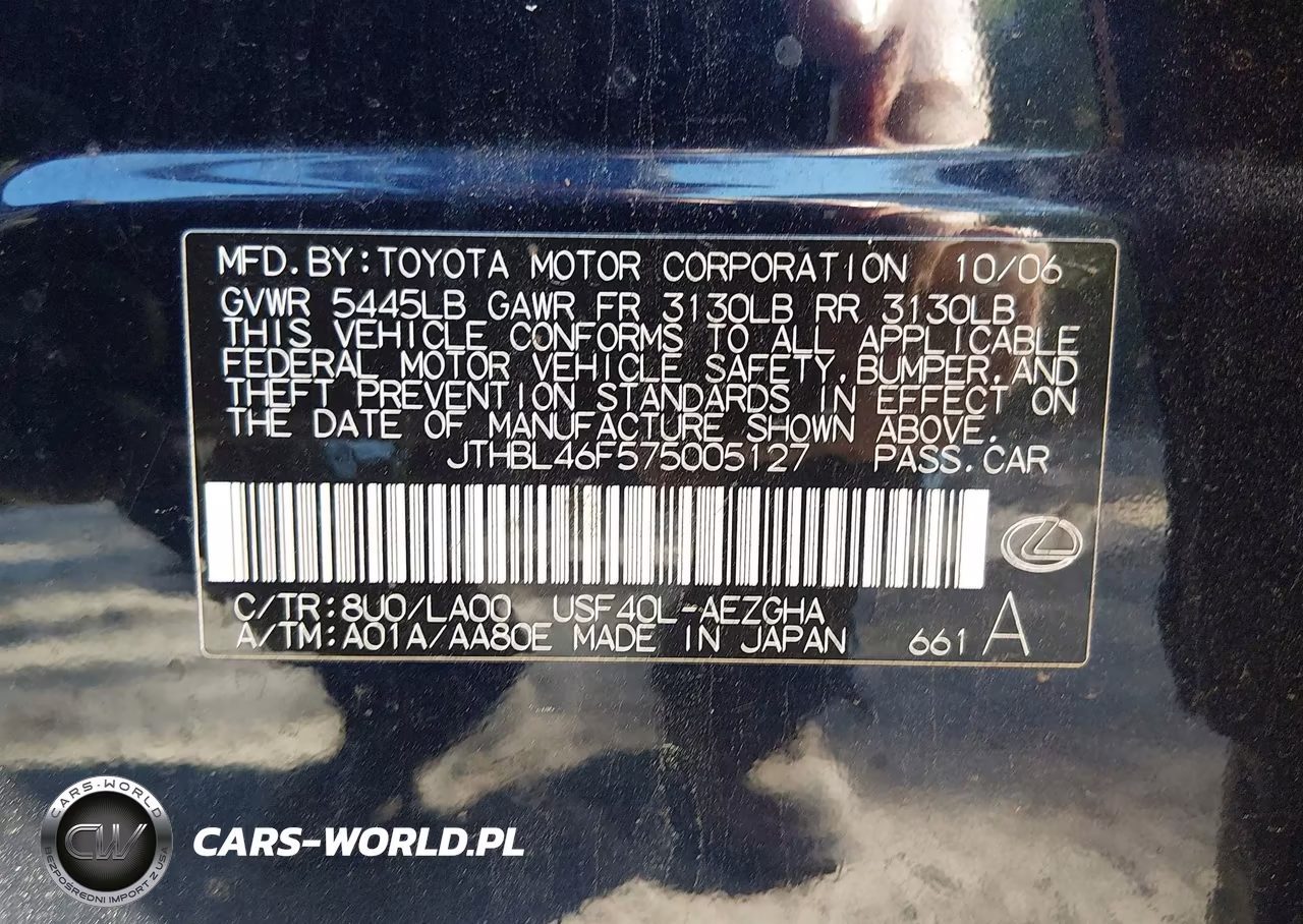2007 Lexus Ls 460 VIN:JTHBL46F575005127 - 9
