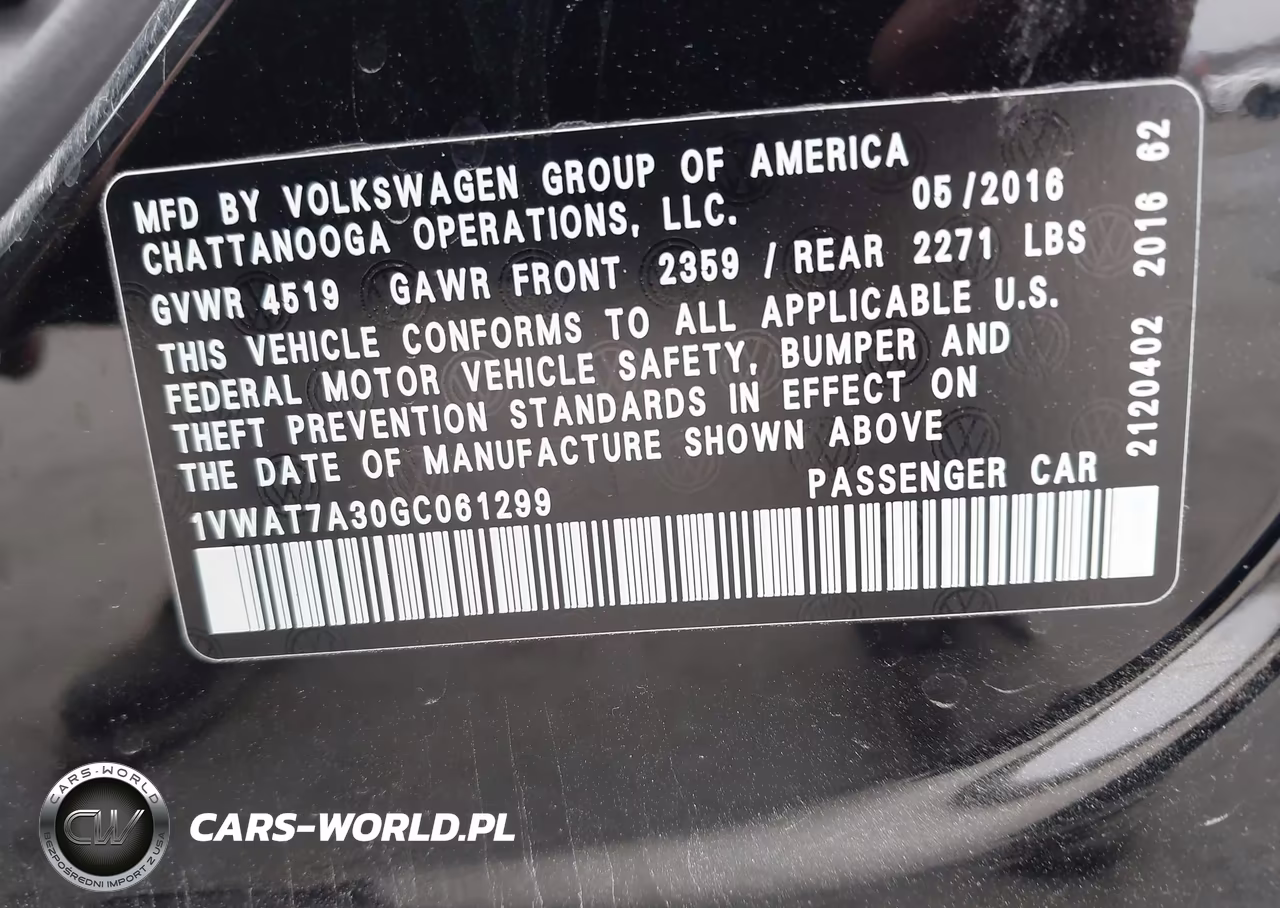 2016 Volkswagen Passat 1.8T R-Line VIN:1VWAT7A30GC061299 - 9