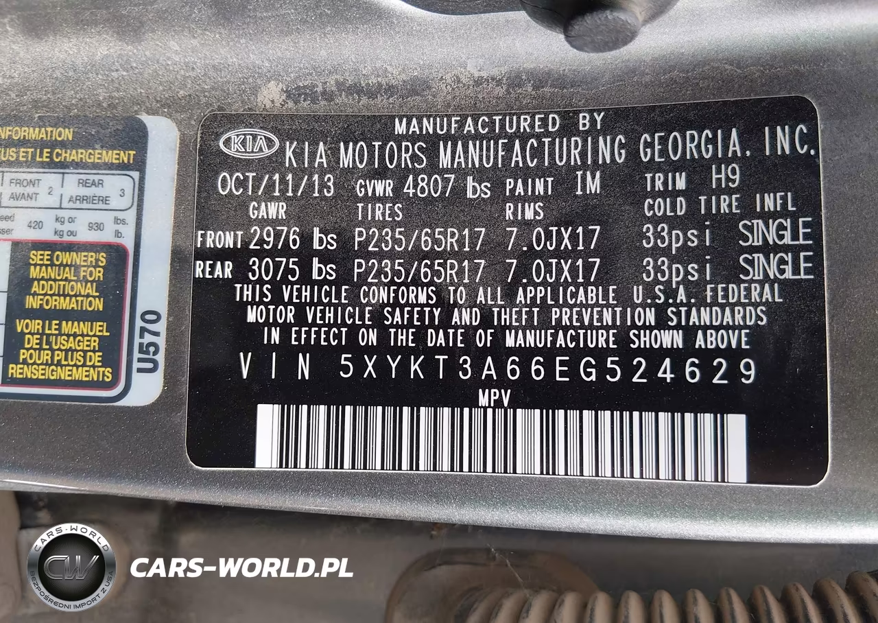 2014 Kia Sorento Lx VIN:5XYKT3A66EG524629 - 9