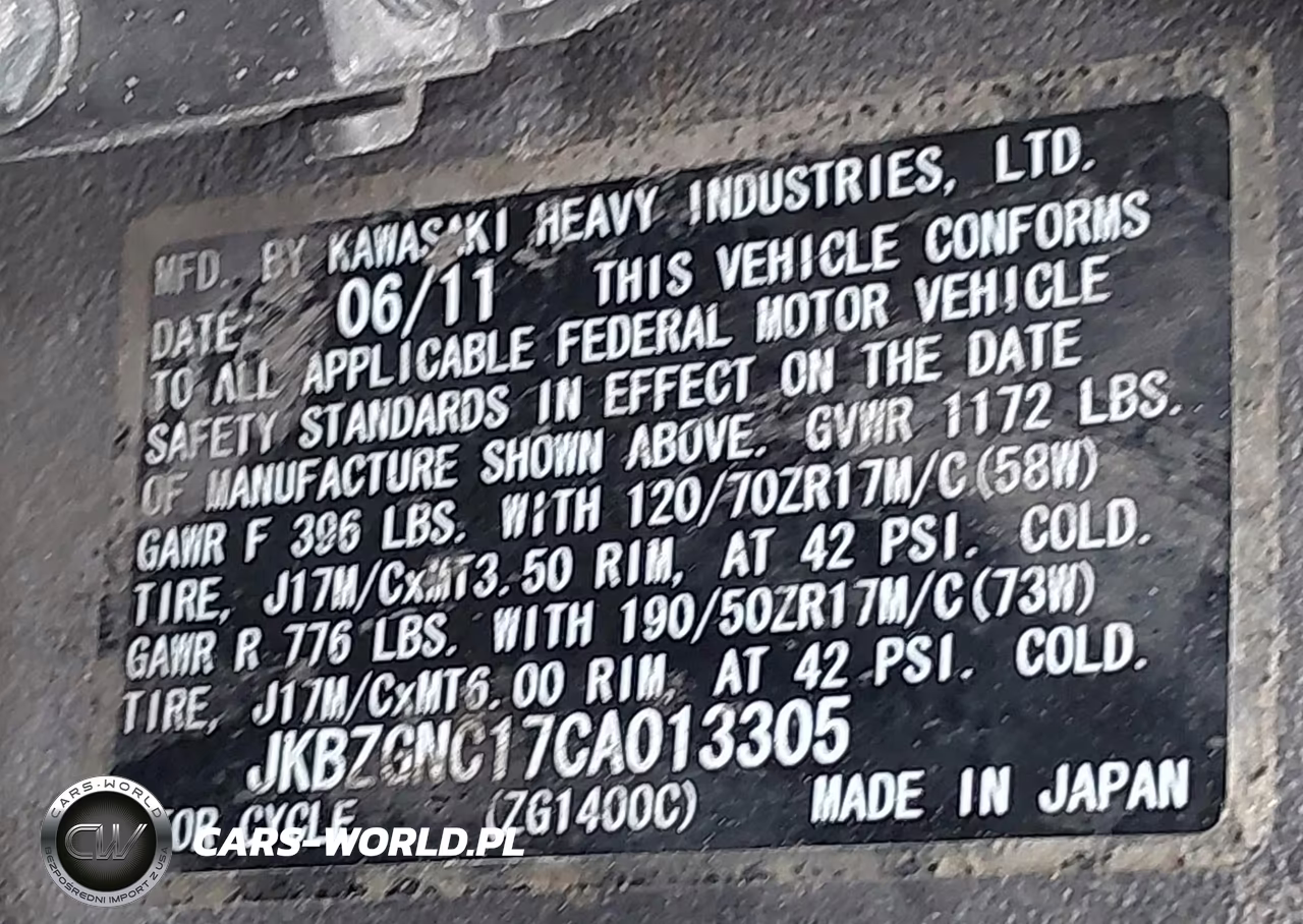 2012 Kawasaki Zg1400 C VIN:JKBZGNC17CA013305 - 10