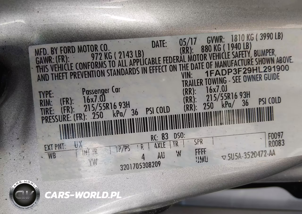 2017 Ford Focus Se VIN:1FADP3F29HL291900 - 9