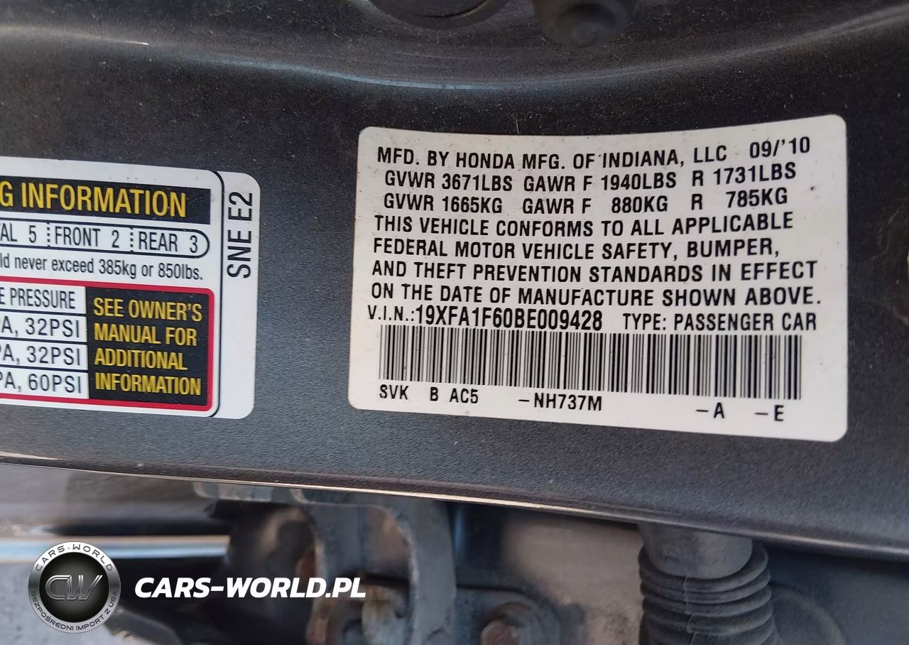 2011 Honda Civic Lx-S VIN:19XFA1F60BE009428 - 9