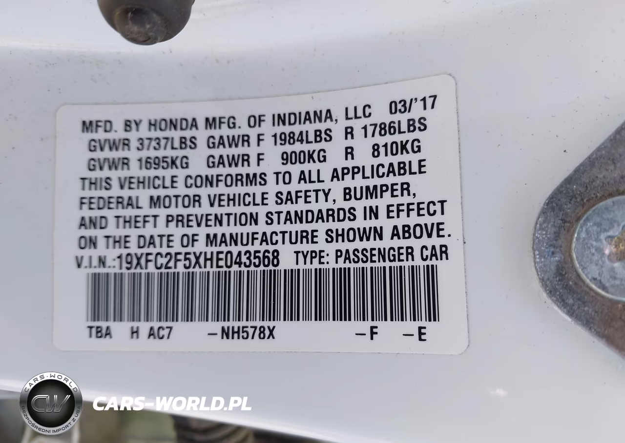 2017 Honda Civic Lx VIN:19XFC2F5XHE043568 - 9