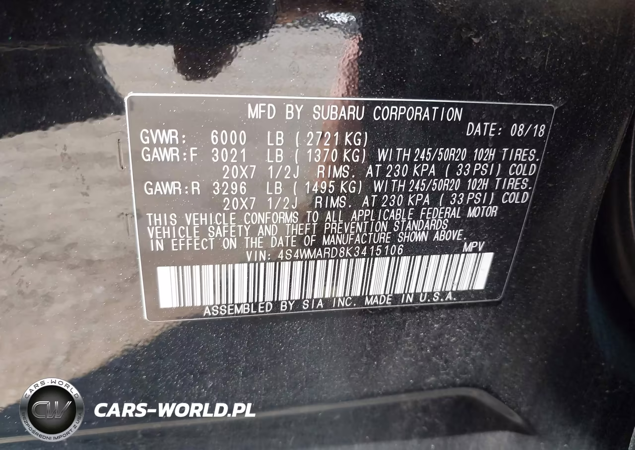 2019 Subaru Ascent Touring VIN:4S4WMARD8K3415106 - 9