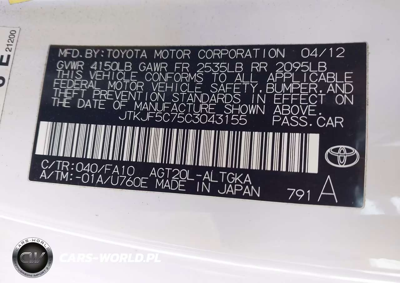 2012 Scion Tc VIN:JTKJF5C75C3043155 - 9