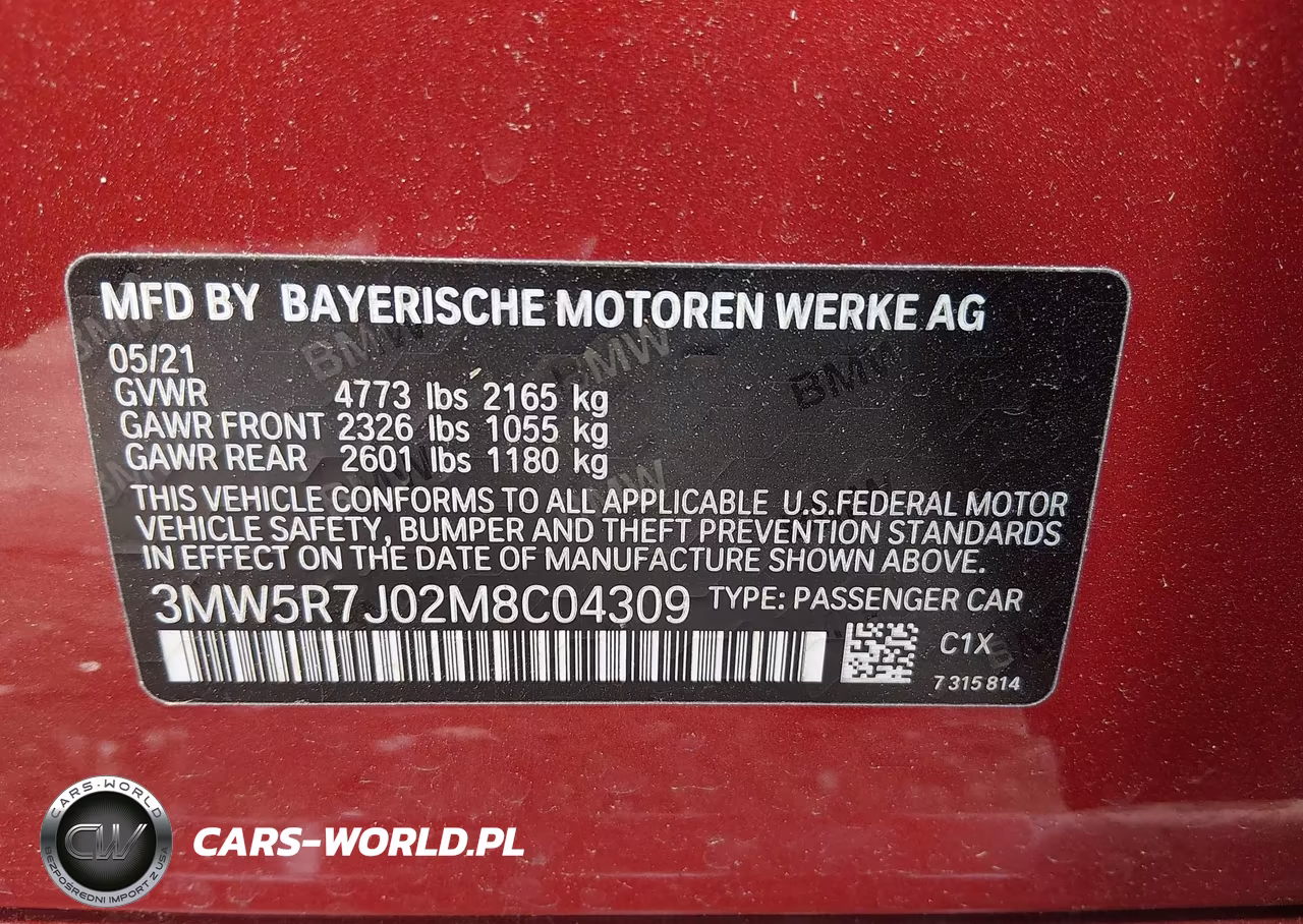 2021 BMW 330I xDrive VIN:3MW5R7J02M8C04309 - 9